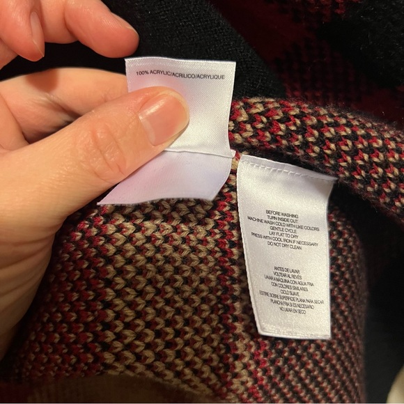 Anne Klein Vintage Plaid Lion Brooch Buckle Sweater Jacket Size Large - Picture 7 of 7